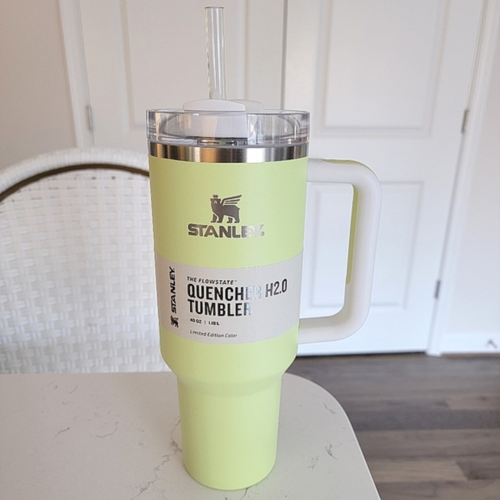 🔥FREE GIFT!💚+ Stanley Flowstate H2.0 Tumbler 40oz Citron Lime Green Pastel